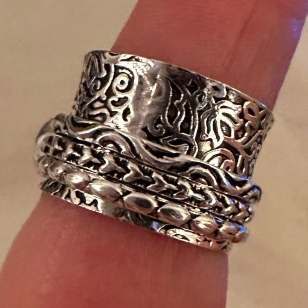 Sterling Silver 925 Spinner Ring - image 8